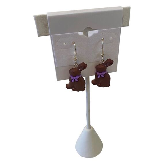 Chocolate Bunny Earrings. Perfect for Easter or Spring! - Picture 2 of 6